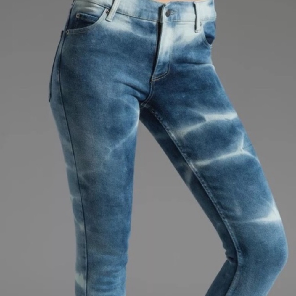 Cheap Monday Bonjour Flame Tie Dye Blue Denim Jeans NWT - Picture 16 of 16